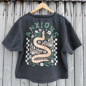 New Octopied Mind square cut Anxious graphic crop tshirt Mens L